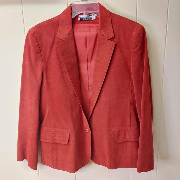 Blassport Jackets & Blazers - Blassport Ultra Suede Blazer Jacket Women Medium Red Long Sleeve DISCOLORED